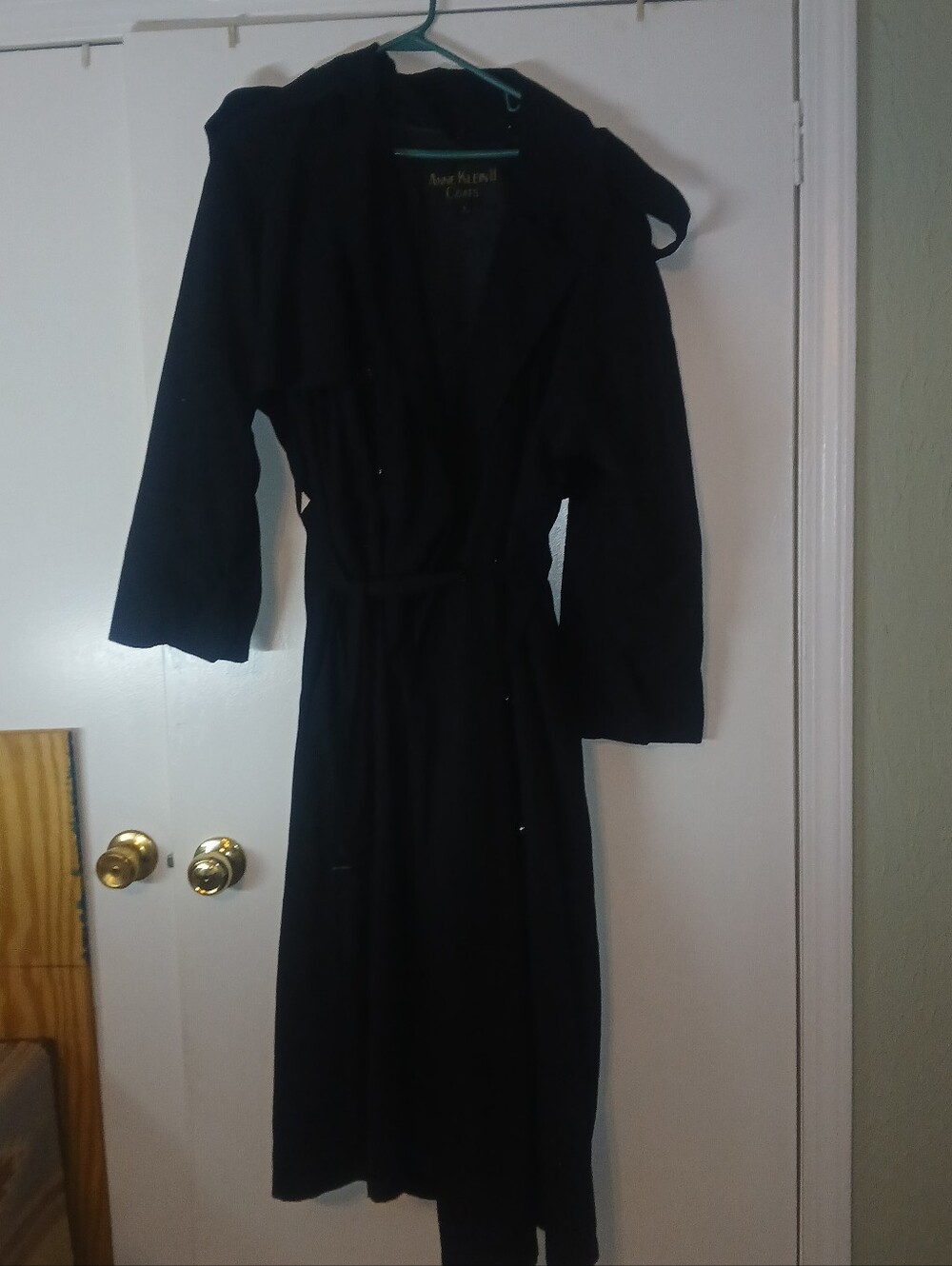 Women's Vintage Anne Klein Black Long wool trench coat size 12